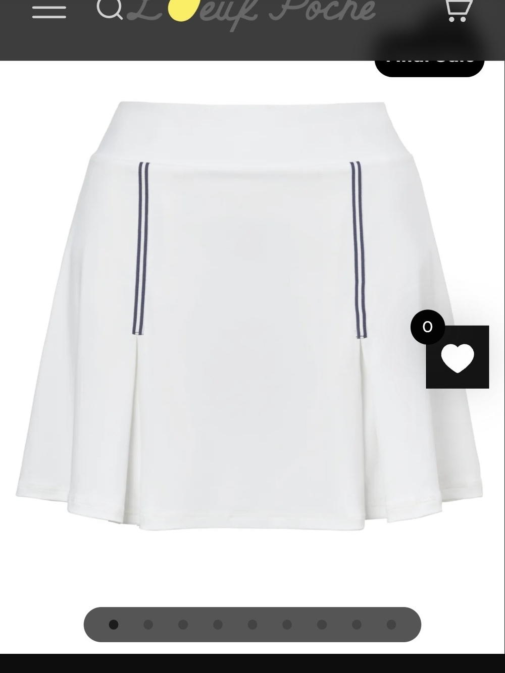 Loeuf Poche White Tennis Skort A-Line Skirt with Green Stripe Detail